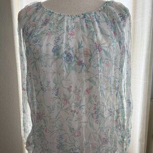 Beautiful Viola Borghi 100% Silk Italian Floral Flowy Print Blouse